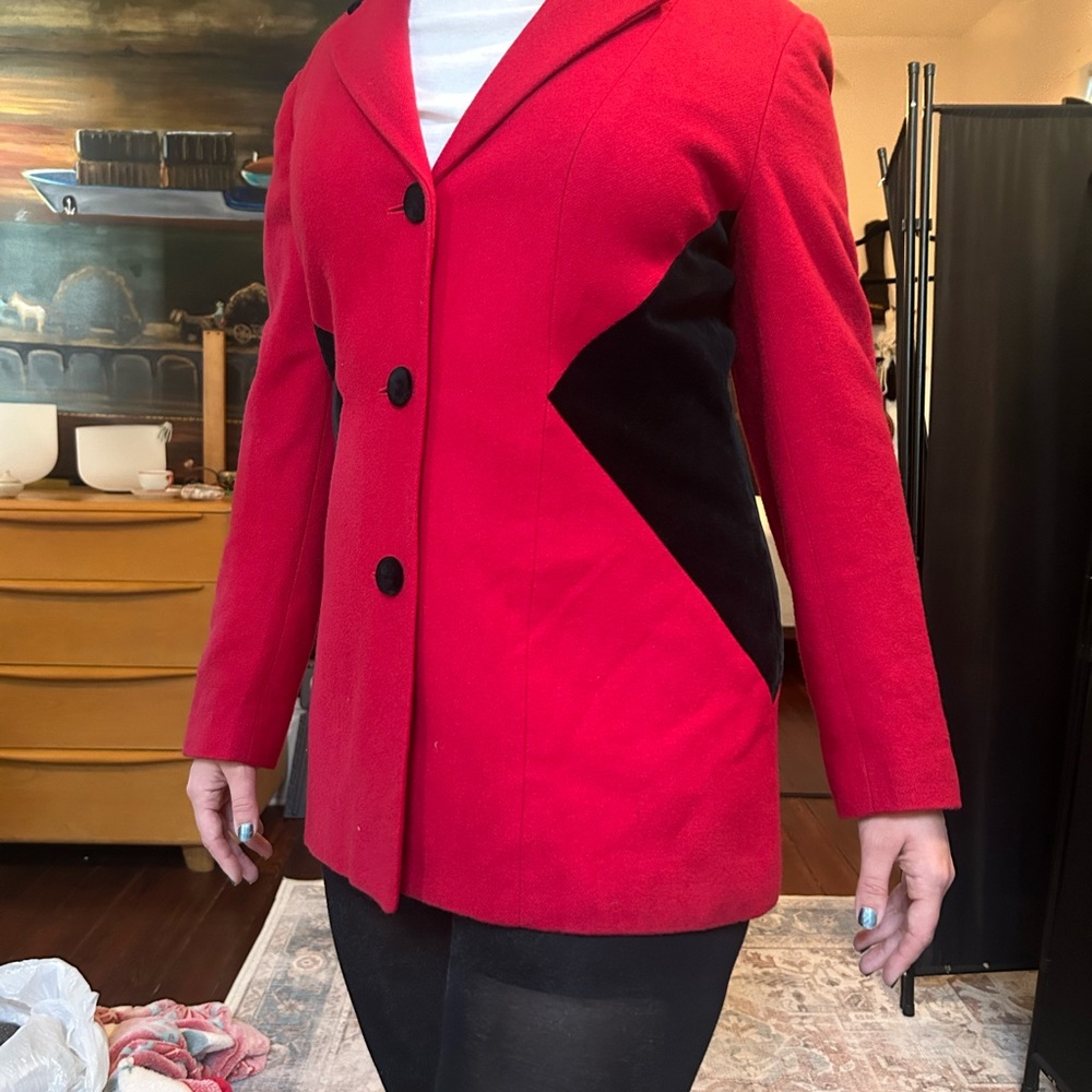 Elegant Red and Black Women's Blazer